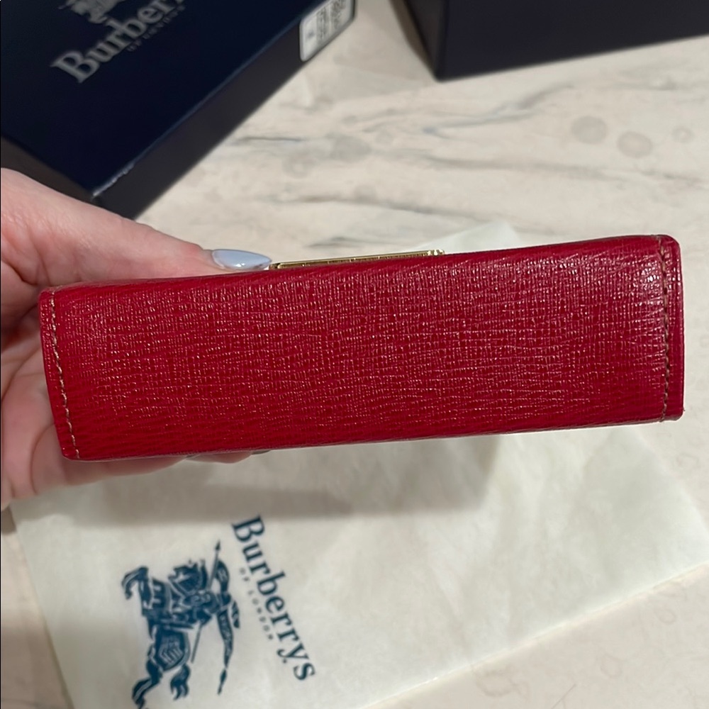 Burberry Red Card Holder with Gold Accents - Picture 3 of 5